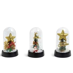 Yılbaşı Temalı Işıklı Dekoratif Cam Fanus Alk5038