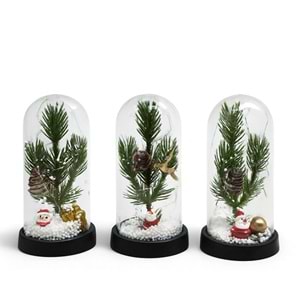 Yılbaşı Temalı Işıklı Dekoratif Cam Fanus Alk5074