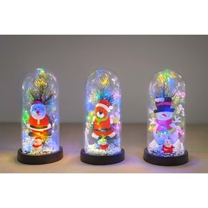 Yılbaşı Temalı Işıklı Dekoratif Cam Fanus Alk5075