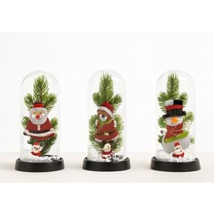 Yılbaşı Temalı Işıklı Dekoratif Cam Fanus Alk5075