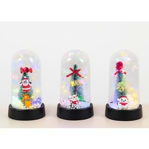 Yılbaşı Temalı Işıklı Dekoratif Cam Fanus Alk5076