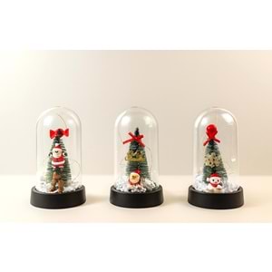 Yılbaşı Temalı Işıklı Dekoratif Cam Fanus Alk5076