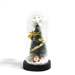 Yılbaşı Temalı Işıklı Dekoratif Cam Fanus Alk5077