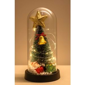 Yılbaşı Temalı Işıklı Dekoratif Cam Fanus Alk5078