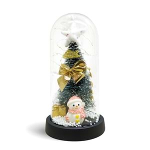 Yılbaşı Temalı Işıklı Dekoratif Cam Fanus Alk5079