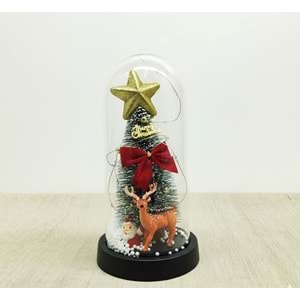 Yılbaşı Temalı Işıklı Dekoratif Cam Fanus Alk5080