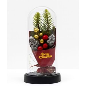 Yılbaşı Temalı Işıklı Dekoratif Cam Fanus Alk5081