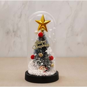 Yılbaşı Temalı Işıklı Dekoratif Cam Fanus Alk5082