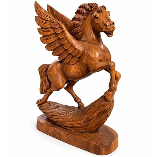 Ahşap El Oyması Kanatlı At Figürü 50 Cm No:13