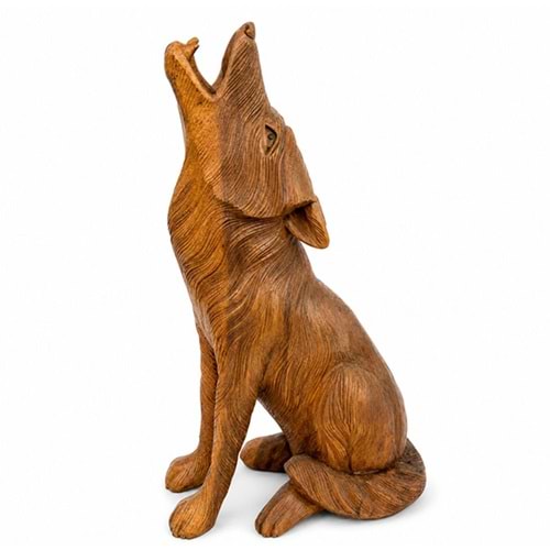 Ahşap El Oyması Kurt Figürü 60 Cm No:17