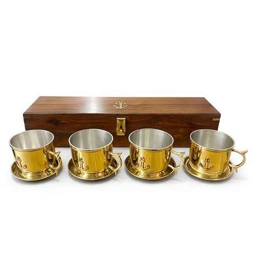 Ahşap Kutulu 4'Lü Pirinç Fincan Seti 4162