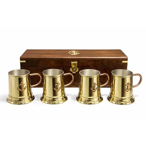 Ahşap Kutulu 4'Lü Pirinç Fincan Seti 4171