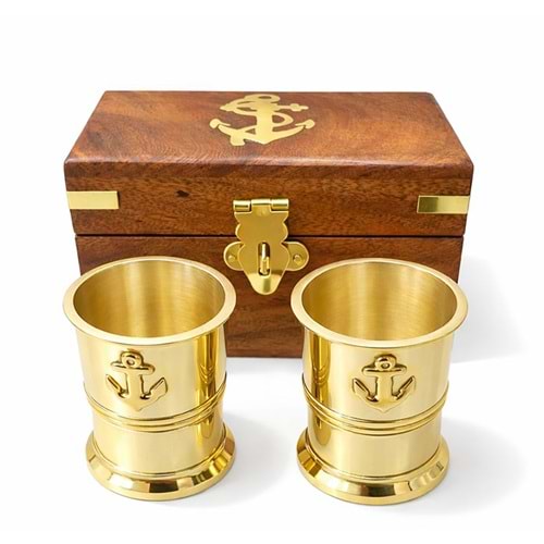 Ahşap Kutulu 2'Li Pirinç Shot Bardak Seti 4288A