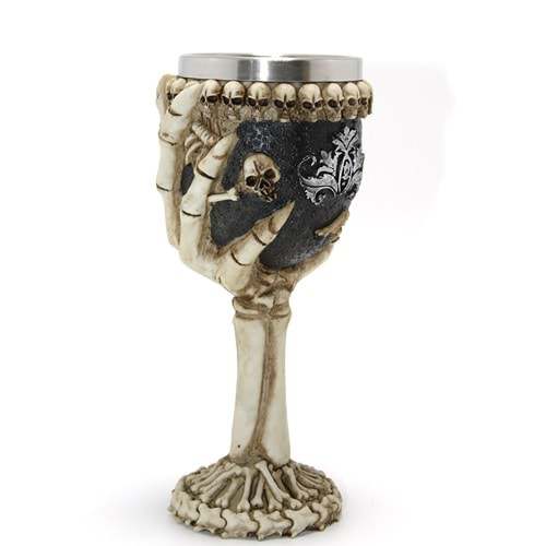 İskelet Eli Tutan 3D Kabartmalı Paslanmaz Çelik Kadeh Bardak Alk1131