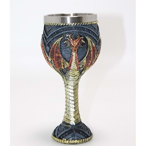 Ejderha Tasarımı 3D Kabartmalı Çelik Kadeh Bardak Alk4376