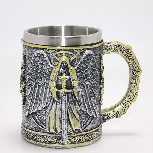 Savaşçı Melek Kanatlı 3D Kabartmalı Paslanmaz Çelik Kupa Alk4384