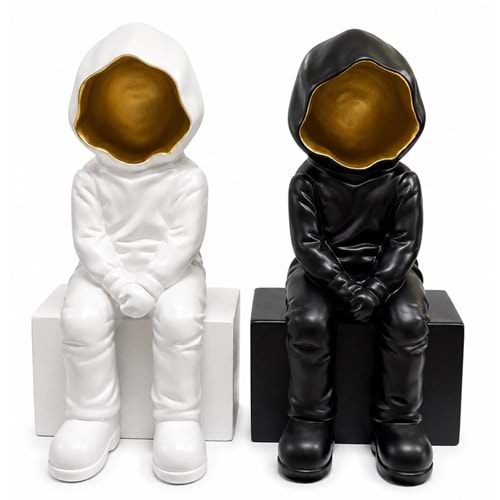 Dekoratif Polyester Oturan Astronot Biblosu Alk5302
