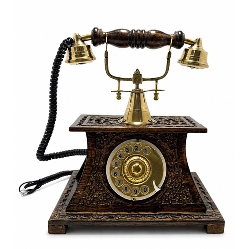 Ahşap Ve Pirinç Nostaljik Masa Telefonu Af931