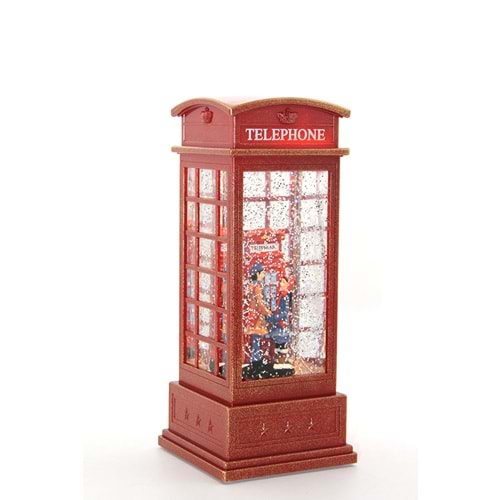 Telefon Kulübeli Kış Masalı Işıklı Müzikli Kar Küresi Alk1832