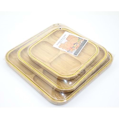 3'Lü bambu Kahvaltı Çerez Ve Meyve Sunum Tabağı Alk2170