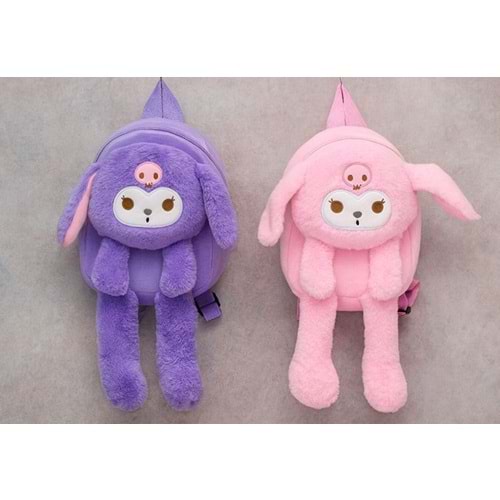 Peluş Işıklı Oynar Kulaklı Kuromi Sırt Çantası Alk3011
