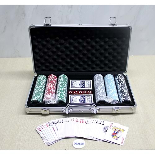 Metal Çantalı 300 Chip Ve 2 Adet İskambil Kağitına Sahip Poker Oyunu Alk3549