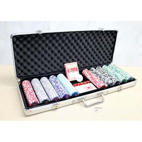 Metal Çantalı 500 Chip Ve 2 Adet İskambil Kağitına Sahip Poker Oyunu Alk3550