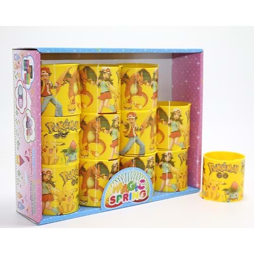 Pokemon Baskılı Stres Yayı - Sarı Plastik Nostaljik Oyuncak 12'Li Seti Alk3984