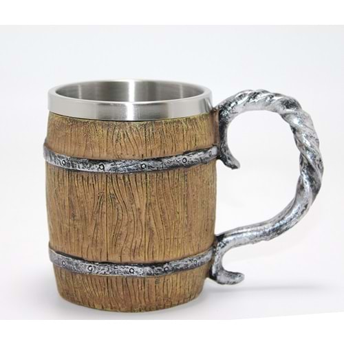 Fıçı Tasarımı 3D Kabartmalı Paslanmaz Çelik Kupa Bardak Alk4385