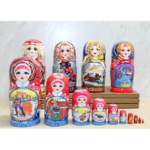 10'Lu Ahşap Matruşka Seti Alk4389