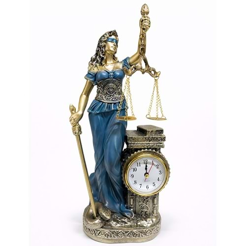 Polyester Saatli Adalet Figürü Alk4415