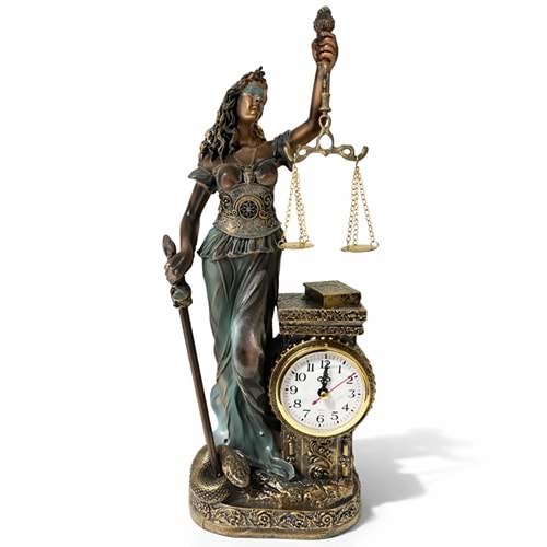 Polyester Saatli Adalet Figürü Alk4416