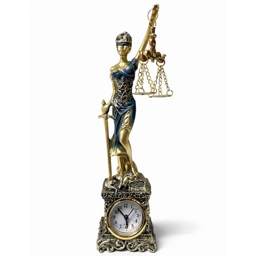 Polyester Saatli Adalet Figürü Alk4427