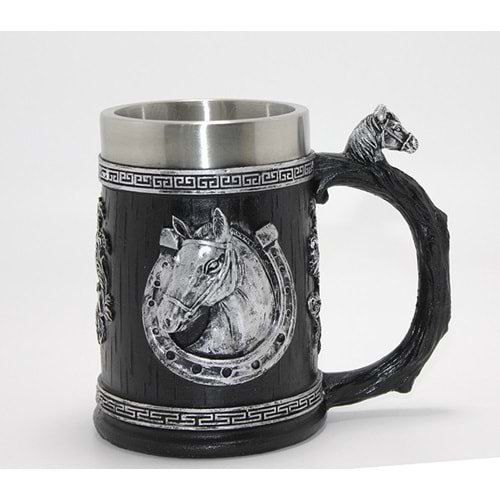 3D Kabartmalı At Büstü Paslanmaz Çelik Kupa Bardak Alk4475