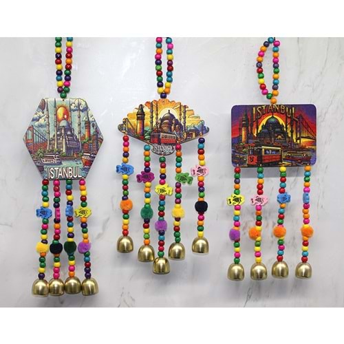 İstanbul Temalı Renkli Boncuklu Asmalı Rüzgar Çanı Alk4572