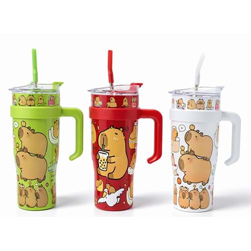 Sevimli Kapibara Capybara Pipetli Termos & Suluk Alk4711