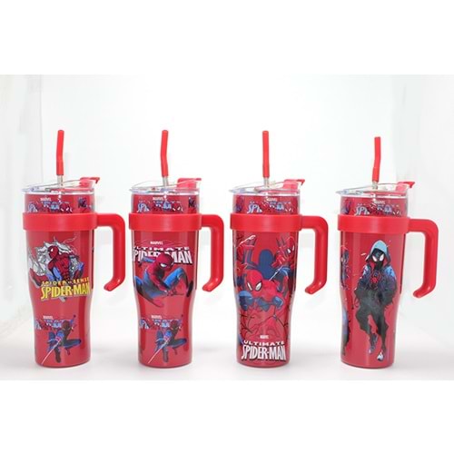 Sevimli Spiderman Pipetli Termos & Suluk Alk4713