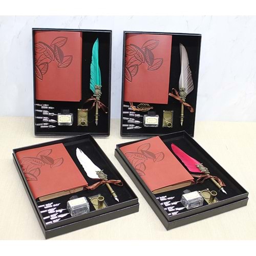 Deri Defterli Ve Divit Hokka Seti Alk4718