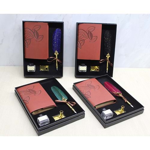 Deri Defterli Ve Divit Hokka Seti Alk4719