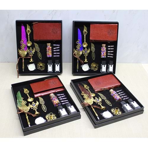 Deri Defterli Ve Divit Hokka Seti Alk4723