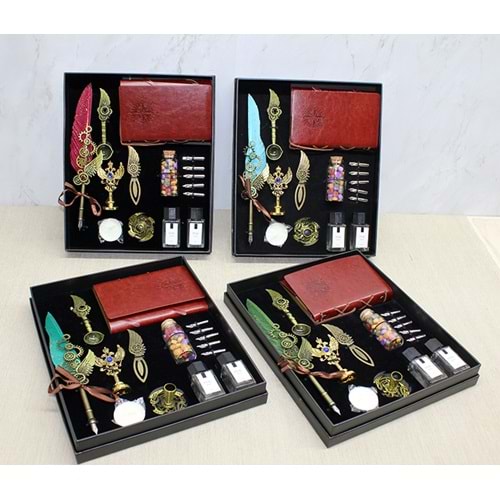 Deri Defterli Ve Divit Hokka Seti Alk4724