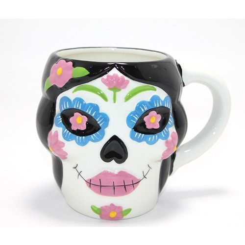 Day Of The Dead Şeker Kurukafa Tasarımlı 3D Seramik Kupa Bardak Alk4893