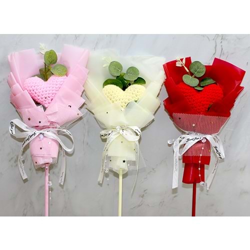 El Örgüsü Kalp Çiçeği Buketi Alk4968