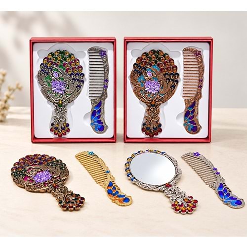 Tavuskuşu Ayna Ve Tarak Seti Küçük Boy Alk4987
