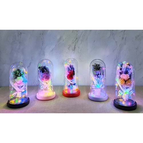 Işıklı Müzikli Romantik Gül Buketi Alk4999