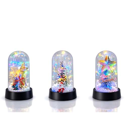 Yılbaşı Temalı Işıklı Dekoratif Cam Fanus Alk5038