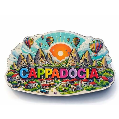 Kapadokya Temalı Ahşap Buzdolabı Magneti Alk5051