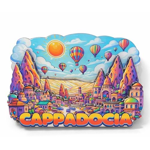 Kapadokya Temalı Ahşap Buzdolabı Magneti Alk5054