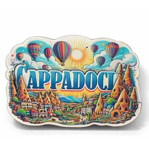 Kapadokya Temalı Ahşap Buzdolabı Magneti Alk5055