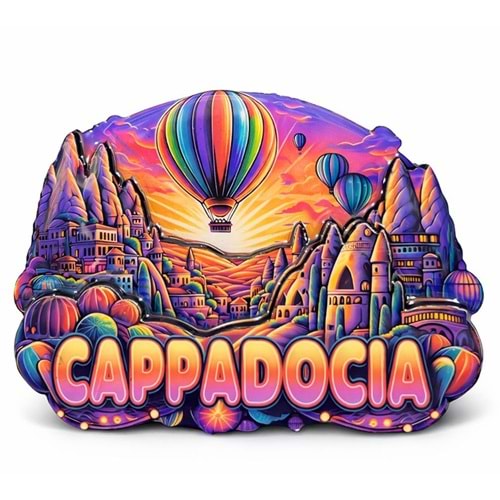 Kapadokya Temalı Ahşap Buzdolabı Magneti Alk5056